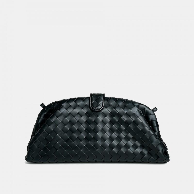 Womens Genuine Leather Cloud Shell Bag Large Capacity Woven Shoulder Clutch Evening