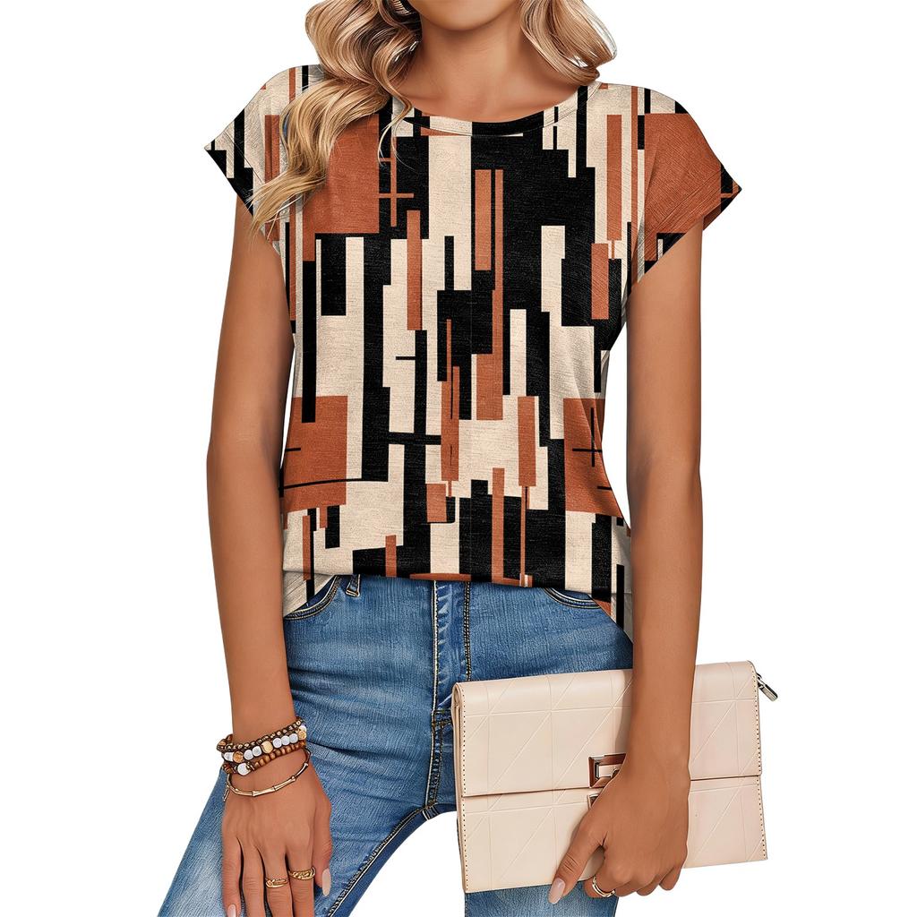 Women's Loose-Fit Fashionable Casual Retro Print T-Shirt