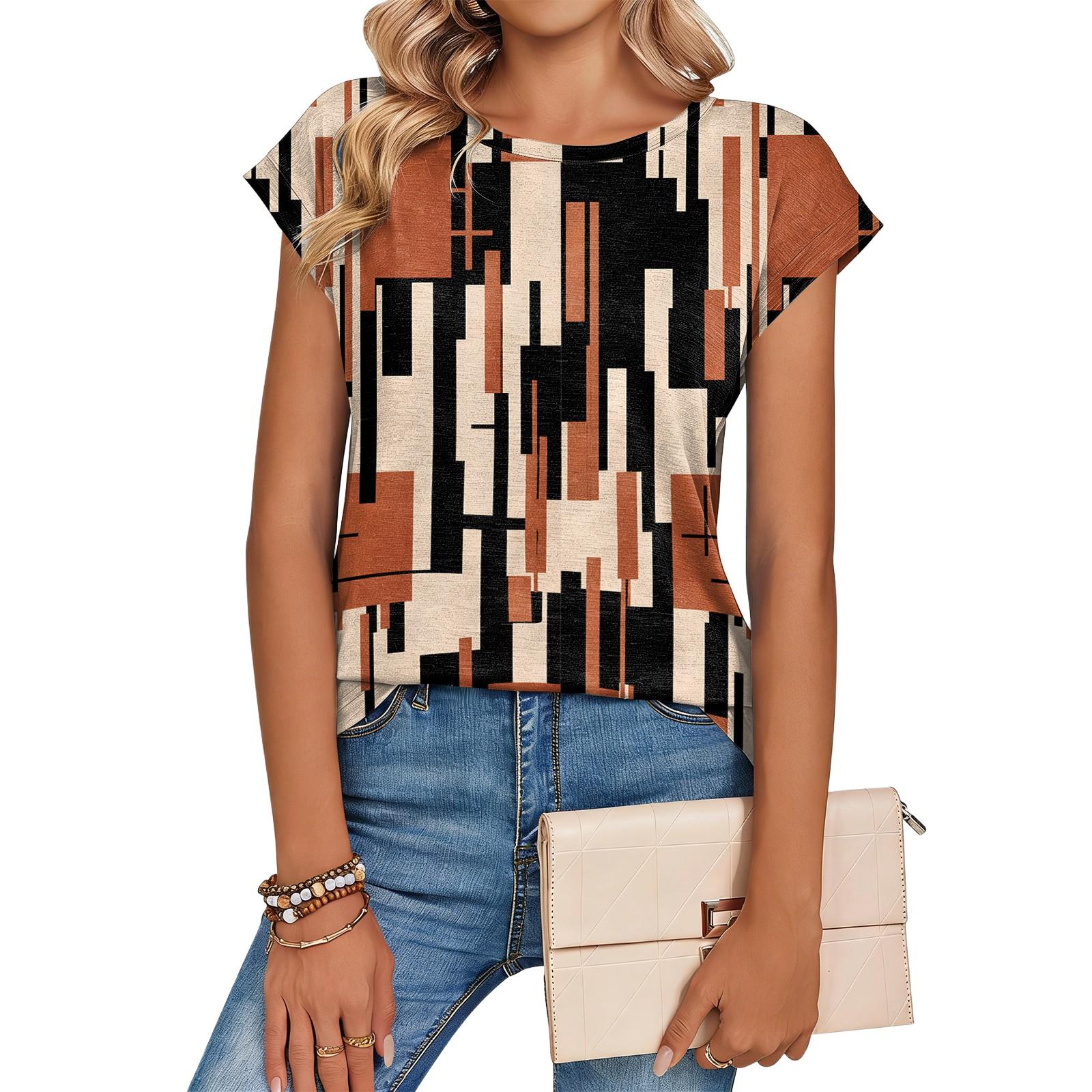 

Женская модная повседневная футболка свободного кроя с ретро-принтом L чёрный