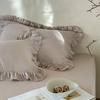 2pcs Body Pillow Cover 100% Cotton Pillowcase Solid Color Ruffle Throw Pillows 45X45CM Soft and Breathable Couch Decoration