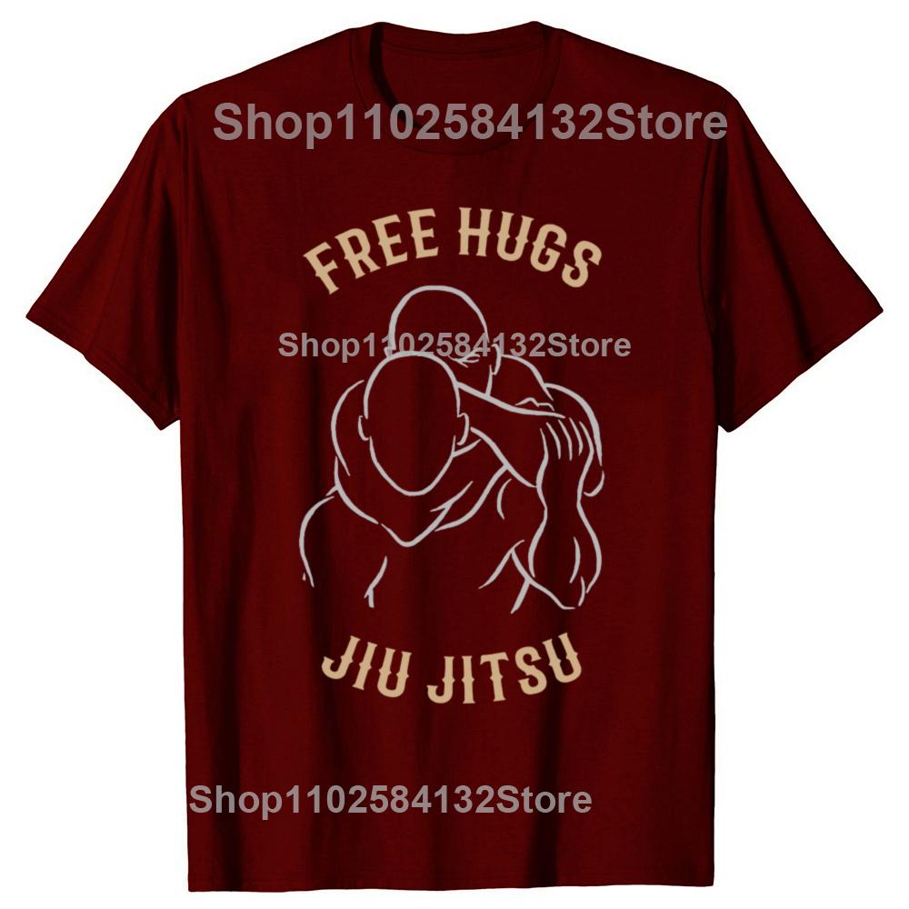 Jiu Jitsu Free Hugs O Neck Casual Men T-shirts 100% Cotton Youth T Shirt Funny Fighter Tshirt Judo Art Japan Style Tees