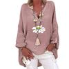 Plus Size Damen Casual Langarm Blumendruck Lose V-Ausschnitt Hemdbluse Top