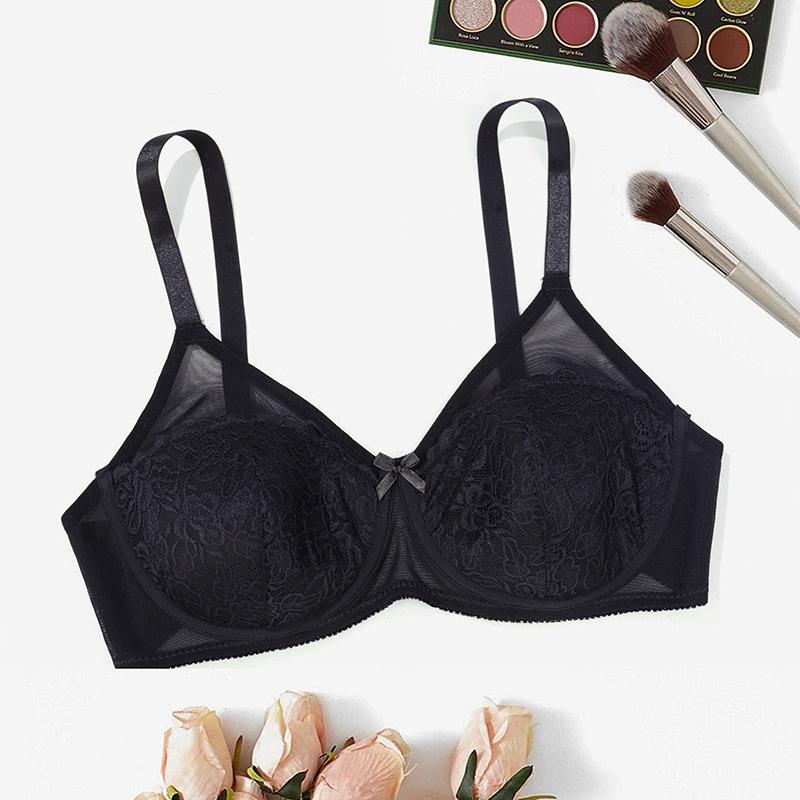 Europäischer Code Damen Übergröße Spitze Vollabdeckung Dünne Formschale BH mit Bügel Elegant Sexy CD Körbchen Unterwäsche