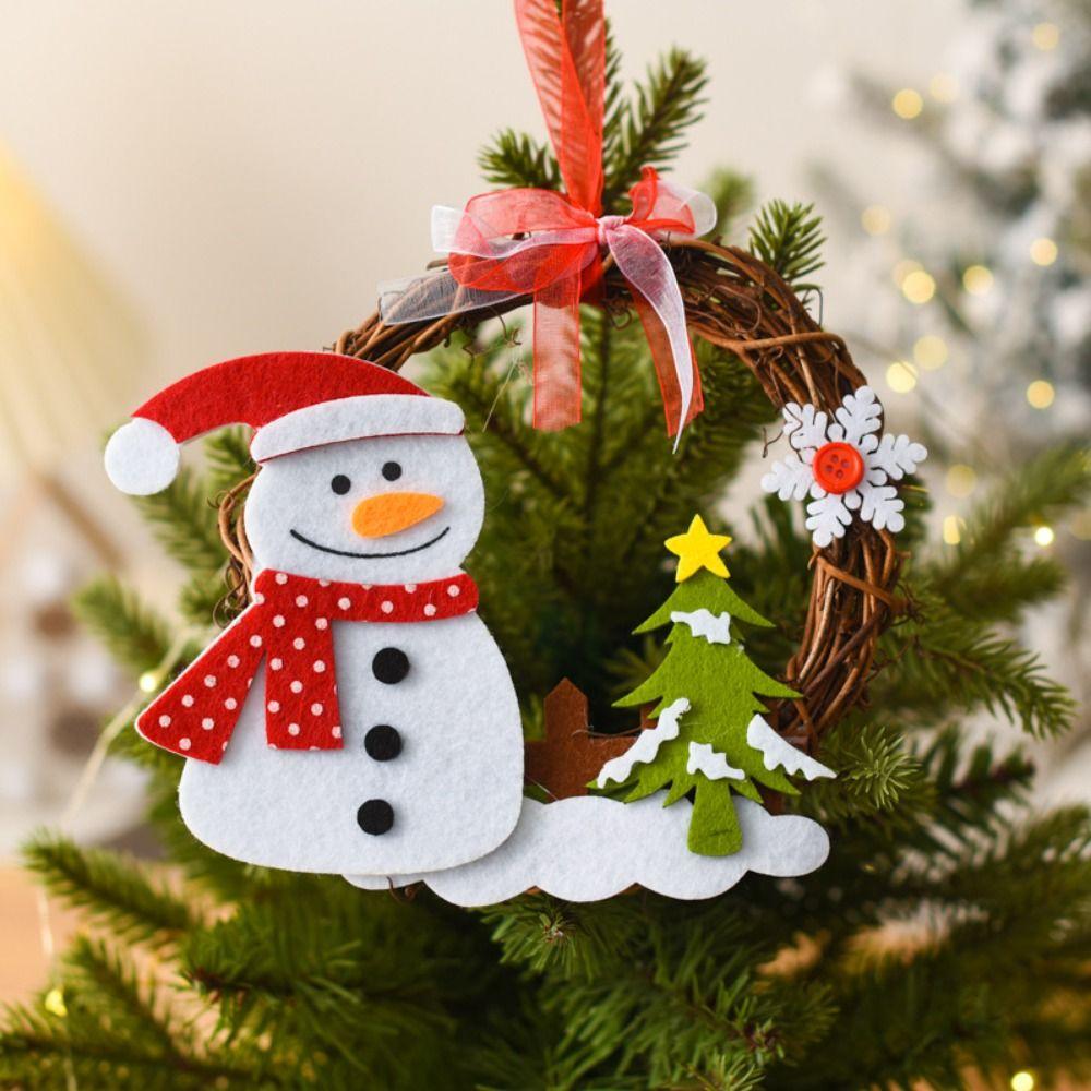 Handmade Christmas Tree Accessories DIY Santa Hanging Ornaments Christmas Xmas Wreath  Shop Window
