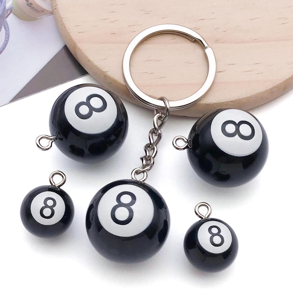 Acrylic Black 8-Ball Pendant Keychain for Bags & Clothing - Billiard Room Ornament & Gift