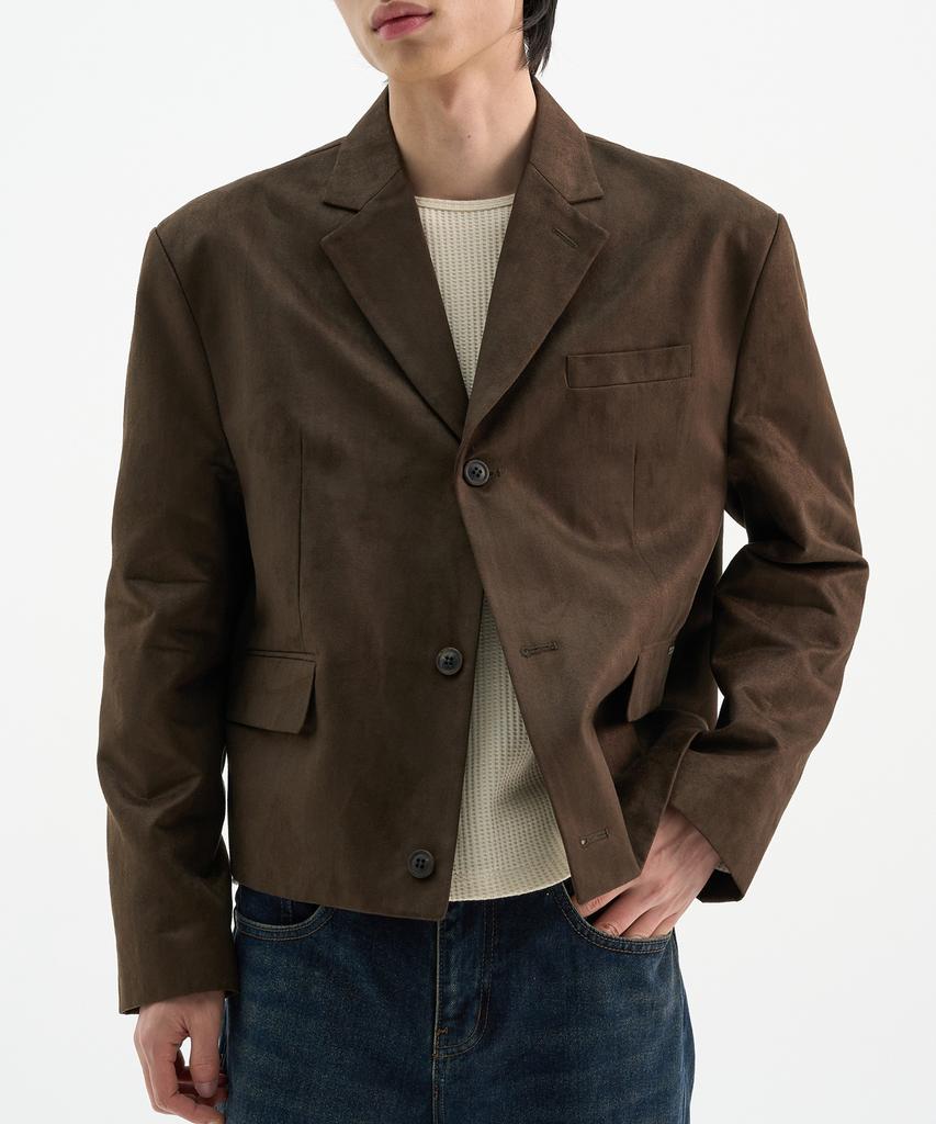 Trip Le Sens Custom 3B Crop Blazer_Suede Brown