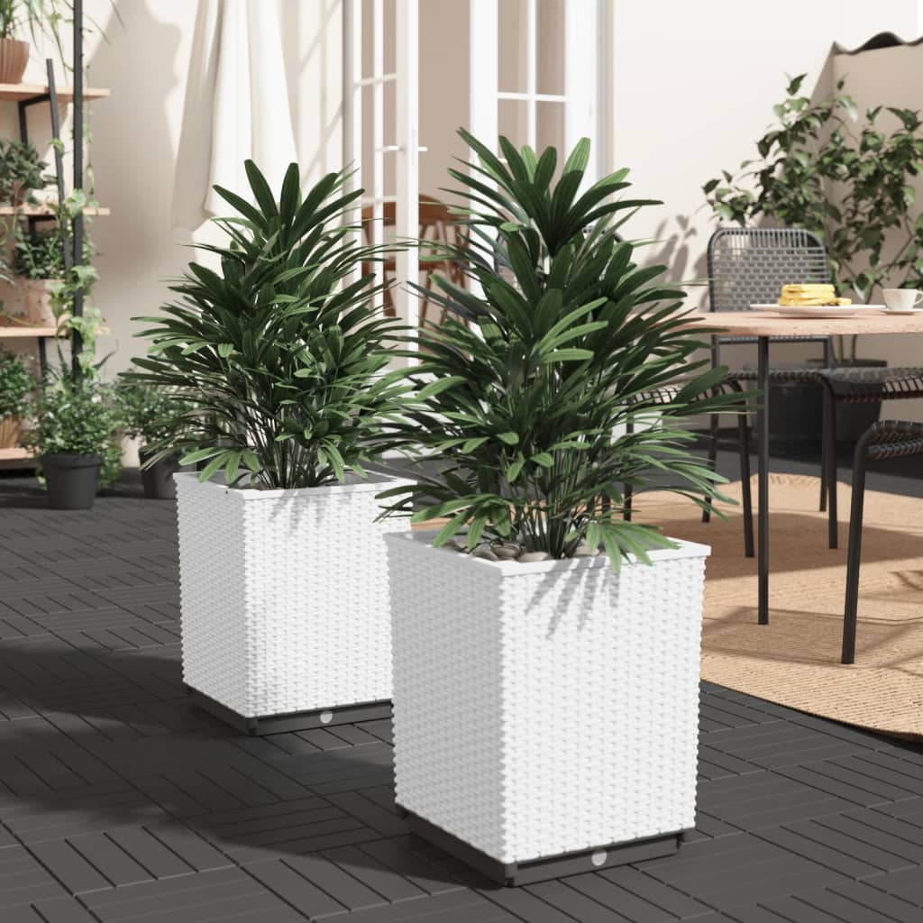 Plant Pot Set 2 Pcs White 30 X 30 X 37 Cm Polypropylene