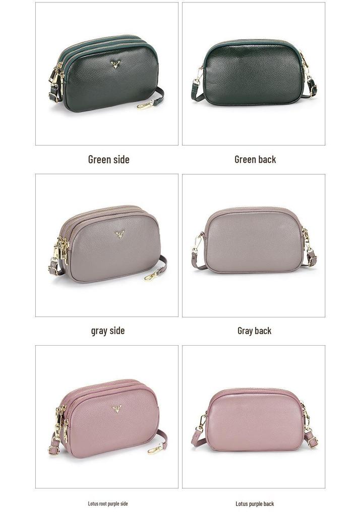 Women's Genuine Leather Crossbody Square Bag - Soft, Fashionable, Versatile, and High-Quality for Commuting