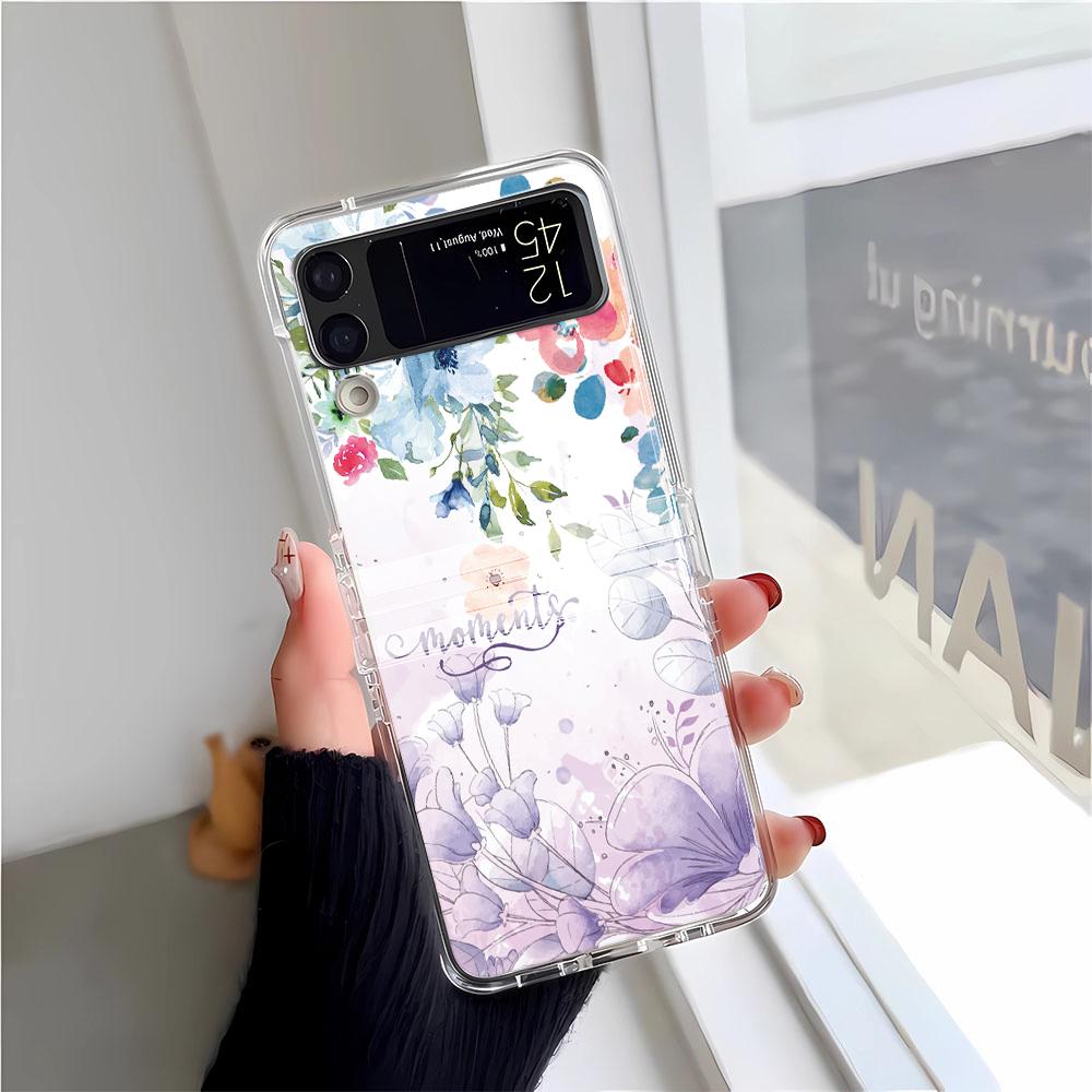 Capa de Celular Libélula em Flor Para Samsung Z Flip 3 4 5 6 F711 Capas Funda Para Samsung Z FLIP 3 4 5 6 Capa Cover Funda Coque