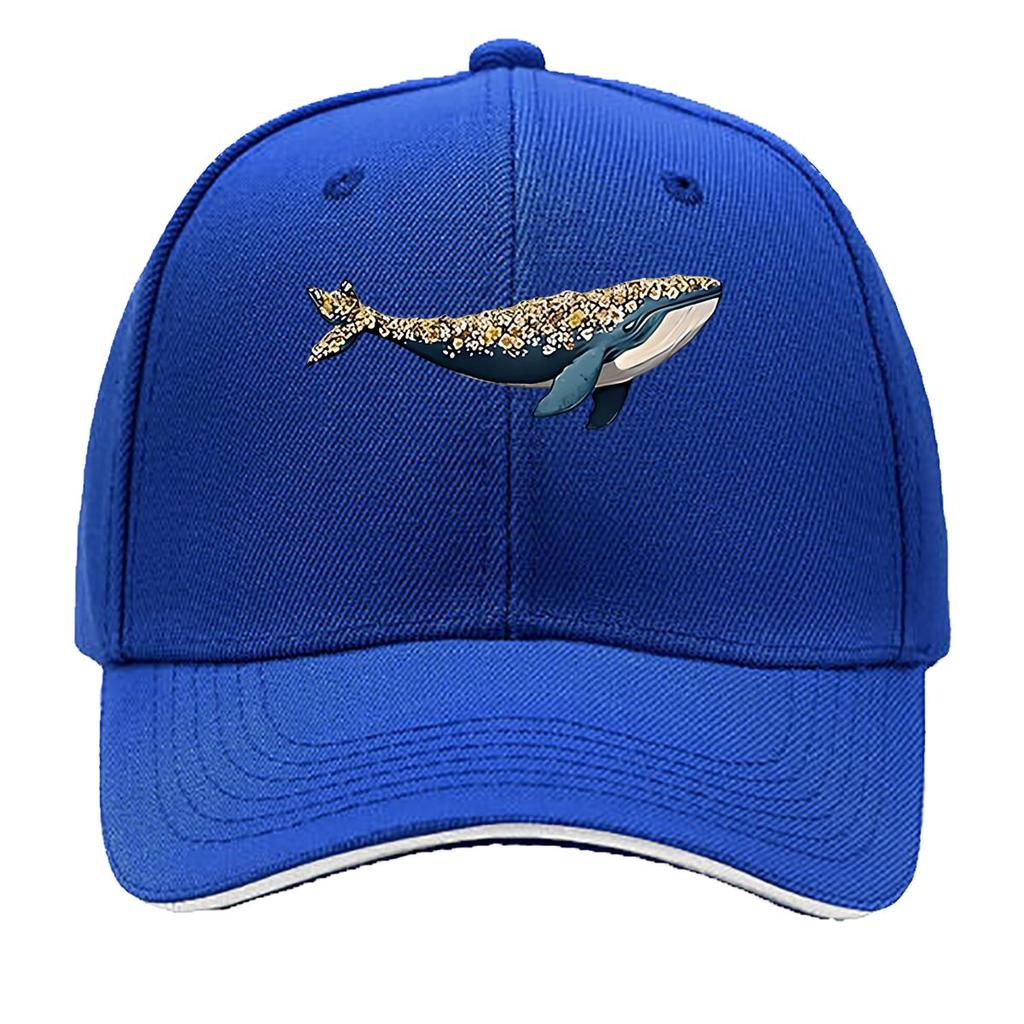 Casual Outdoor Baseball Cap for Unisex with a Fun Floral Whale Print Adjustable And Sporty Sandwich Baseball Cap