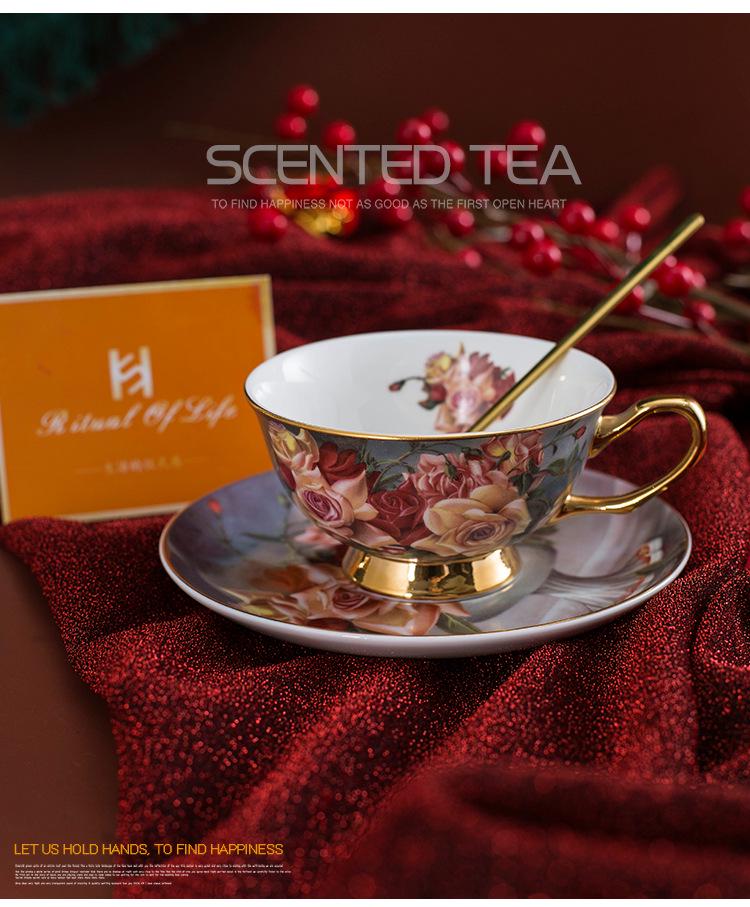 Exquisite English Rose Teapot & Coffee Cup Set for Afternoon Tea