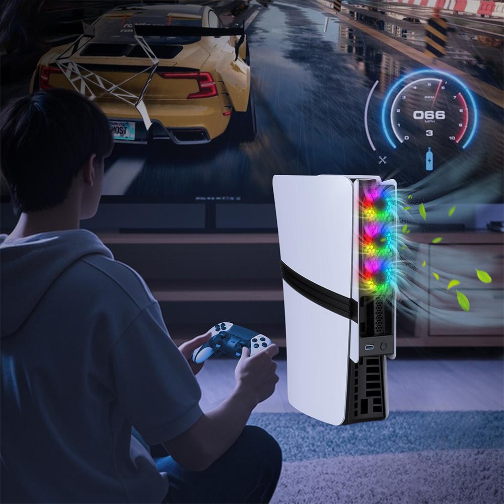 For PS5 Pro/PS5 Slim Cooling Fan Efficient Cooling System External Fan Cooler for Playstation 5 Pro/Slim Disc & Digital Edition