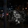 Large Size Skull Decal Grim Reaper Wall Sticker, 3D Breaking Through Art Decal, Spooky Room Decorations Scary Mural for Home Bar Pub Halloween