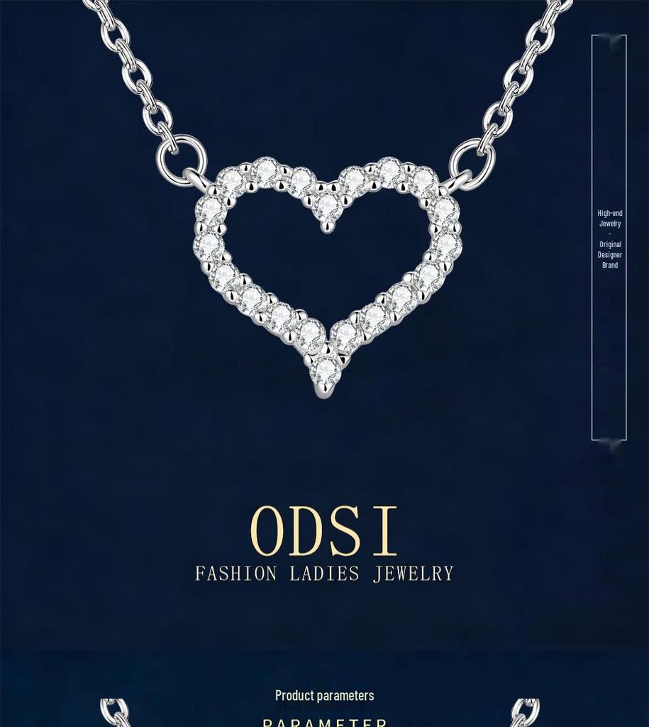 925 Sterling Silver Heart Pendant Necklace, White Gold Plated - Perfect Gift for Women