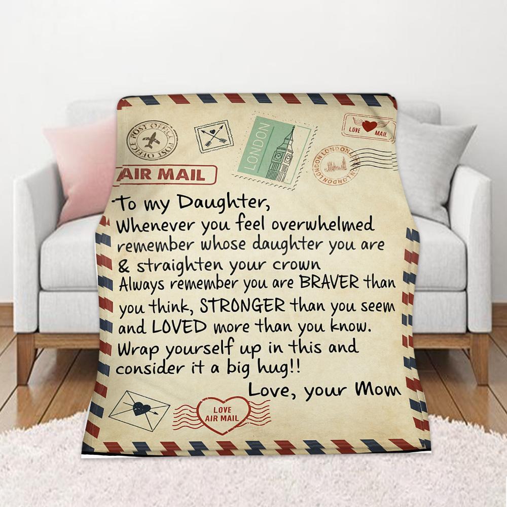 Mom And Dad'S Airmail Blanket For Daughter Actively Encourages Love Gift Portable Flannel Blanket