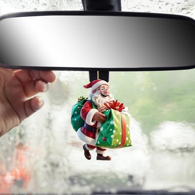 Santa Claus Acrylic Hanging Ornament 3D Effects Easy To Hang On Trees Garlands Wreaths Pendant Festive Home Decor