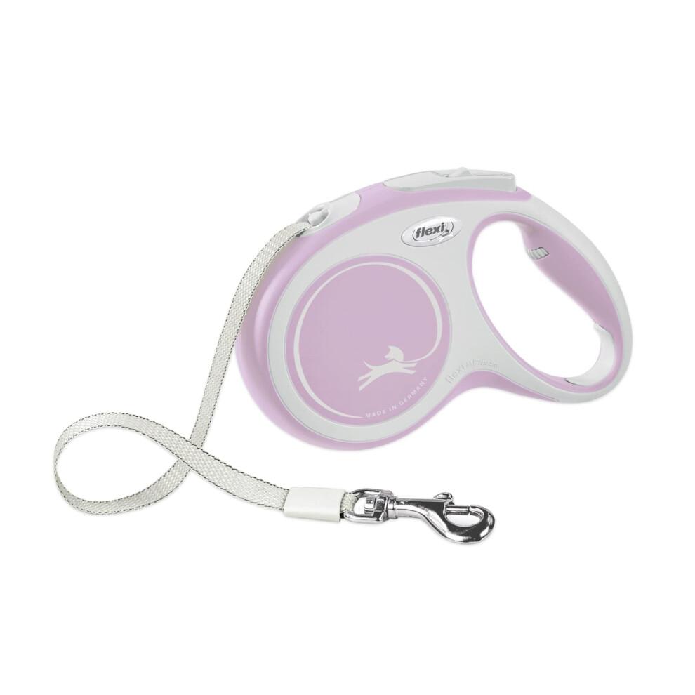 FLEXI New Comfort Retractable Dog Leash (Tape) Ergonomic Durable and Tangle Free Pet Walking Leash for Dogs Up To 26 Lbs 10 Ft Extra Small Pink/R
