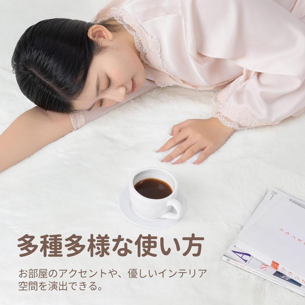 Ashler Rabbit Fur Soft To the 20mm Suitable for Air Conditioning and Floor 60 X White Rug, Carpet, Non-Slip, Touch, Thick, Fluffy, Antibacterial,