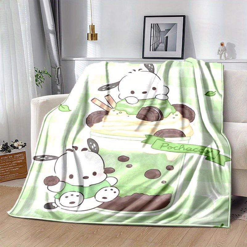 1pc, Sanrio Cute Pochacco Matcha Dessert Home Decor Blanket, Perfect Gift for Bedroom, Living Room, Travel, Camping, Car, Beach & Office Naps. Soft Fl
