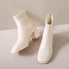 Chelsea Short Boots Women's 2025 New Winter French Short Boots White Thick Heel Thin Boots