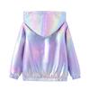 Giacca con Cappuccio e Zip in Pile Color Gradiente per Bambine 1-11 Anni