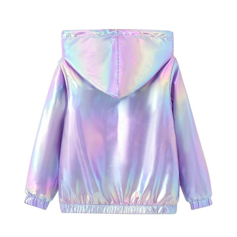 Giacca con Cappuccio e Zip in Pile Color Gradiente per Bambine 1-11 Anni