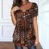 Plus Size Paisley Pattern Elegant V-Neck Long Sleeve Top