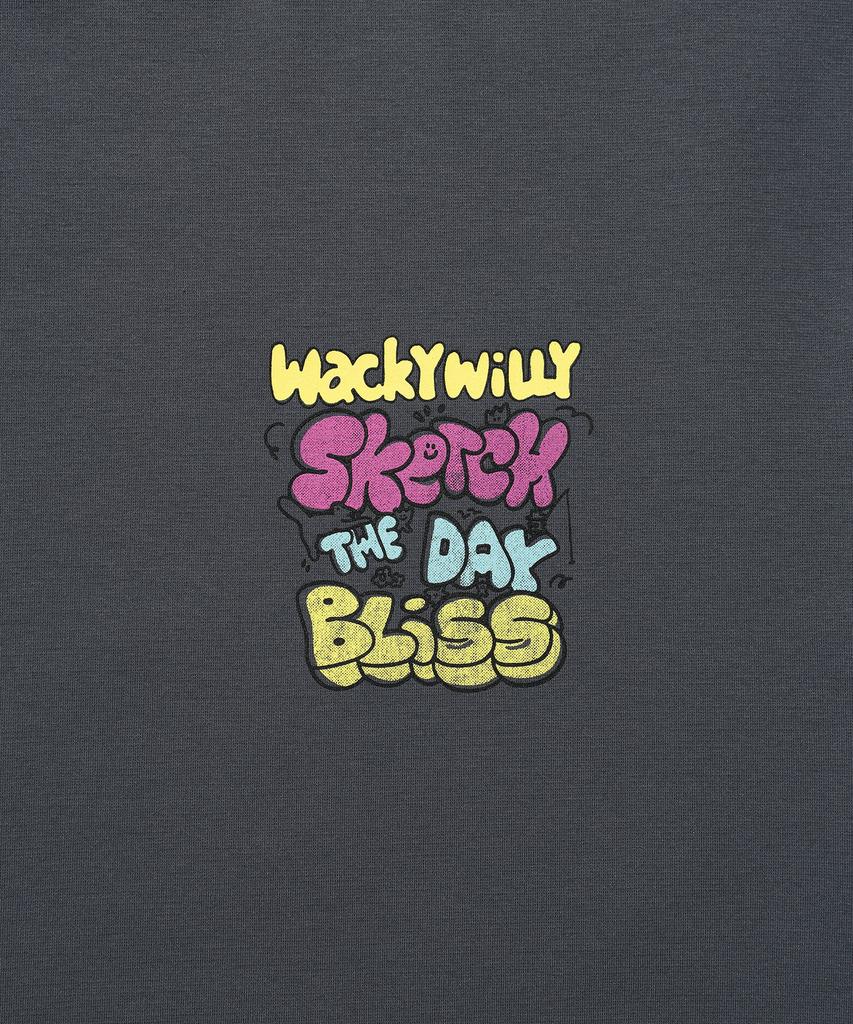 WACKY WILLY Color Typographic Short Sleeve T-Shirt Charcoal