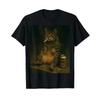 Cigarette Cat Funny Smoking Kitten Beer Meme Stupid Brainrot T Shirt Vintage Stylish Homme Casual Comfortable Soft