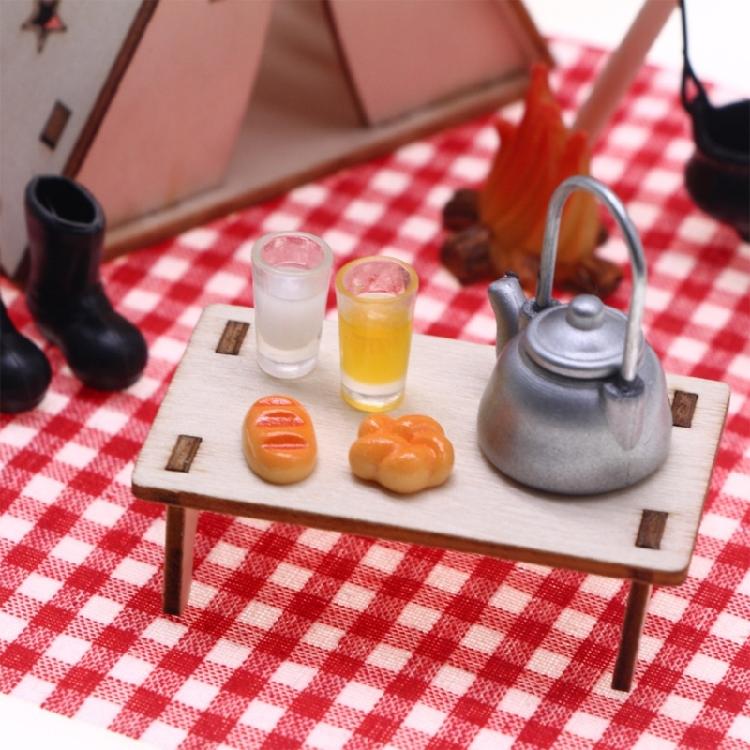 Unfinished Wooden Miniature Tent Craft Kits For Doll House Decoration Outdoor Camping Scene Creative Painting Project Toy