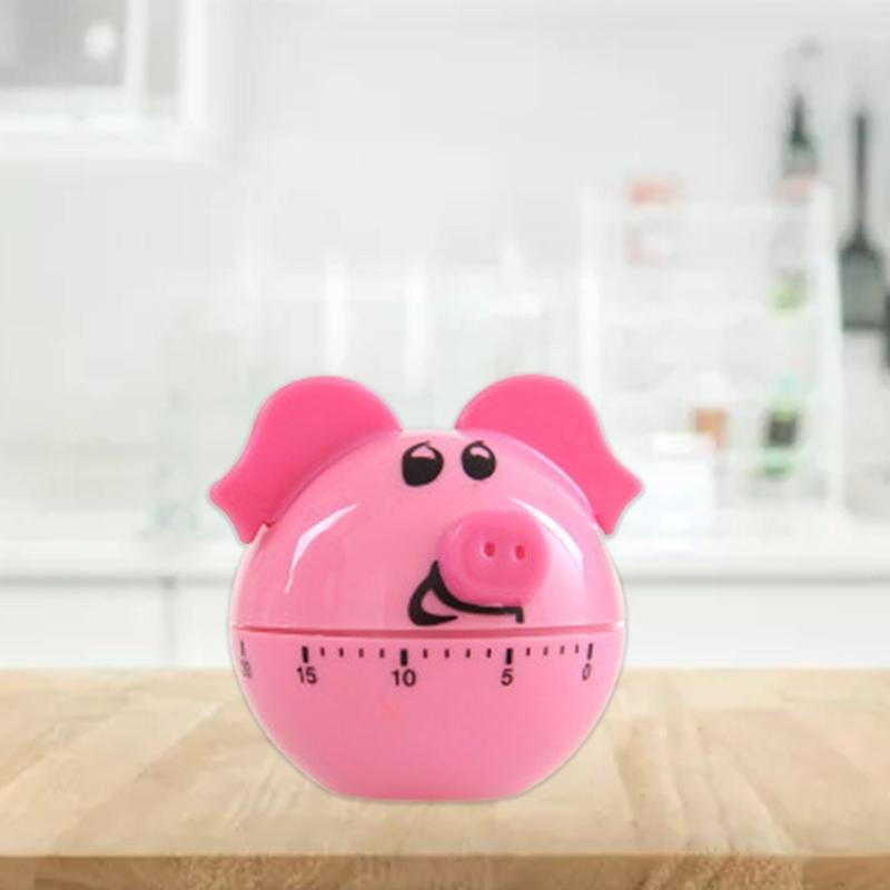 Niedliche Schweinchenform Küchen-Mechanischer Timer Kinder für Zeitmanagement-Erinnerung Neuheit Manueller Kochtimer 60 Minuten Countdo
