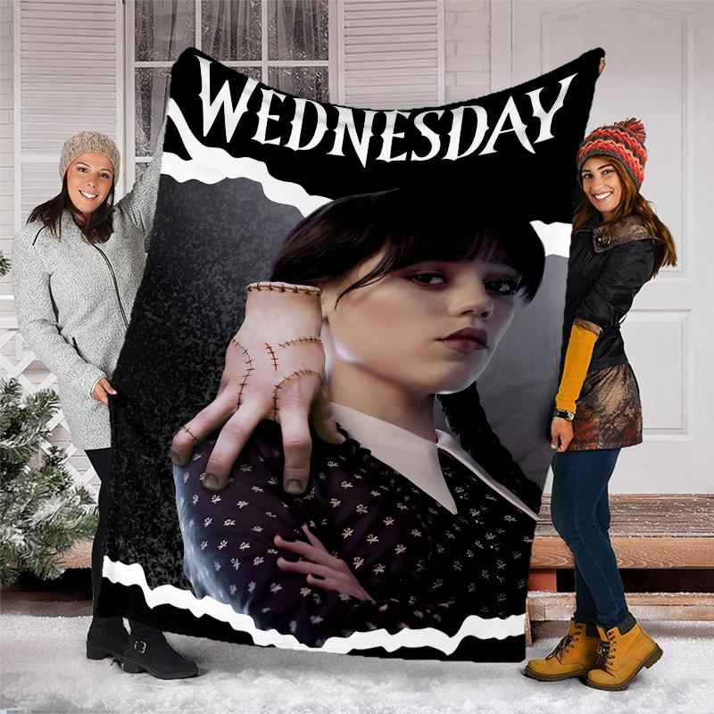 1pc Addams Family Wednesday2 Theme Blanket - Digital Print, Polyester, Cozy for All Seasons, Perfect for Outdoor, and Travel