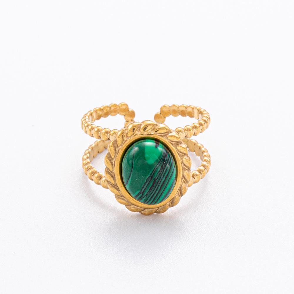 Edelstahlschmuck Pfauengrün Titanstahl mit Jadering Edelstahl Senior Sinn für Luxus Licht Farbverlust Sommer Weiblich