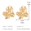 1 pair of gold vintage-style exaggerated metallic lava-textured stud earrings, irregular geometric earrings, unique jewelry, sui