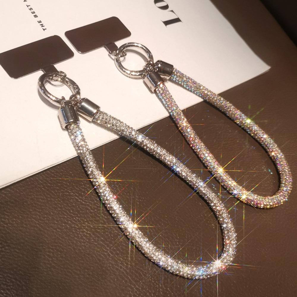Handheld Glitter Rhinestone Phone Lanyard Hanging Cord Mobile Phone Chain  Women/Lady/Girl