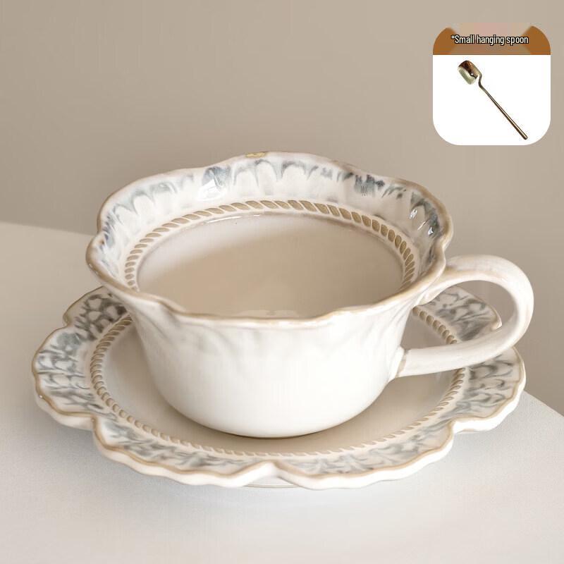 Qiwei Vintage Ceramic Coffee Cup and Saucer Set