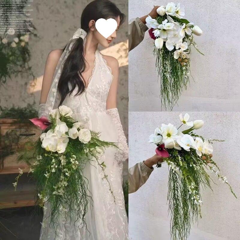 Mori-Style Garden Wedding Photography with French, Korean, and Waterfall Elements