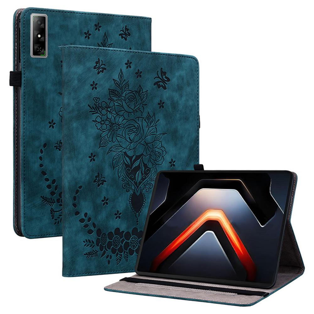 

Чехол для Infinix Xpad GT с держателем для карт, кожаная крышка с защитой от царапин, оттиск розы Blue