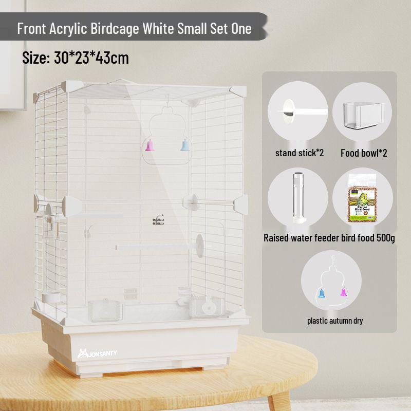 Large Transparent Acrylic Bird Cage with Toilet for Cockatiels and Parrots