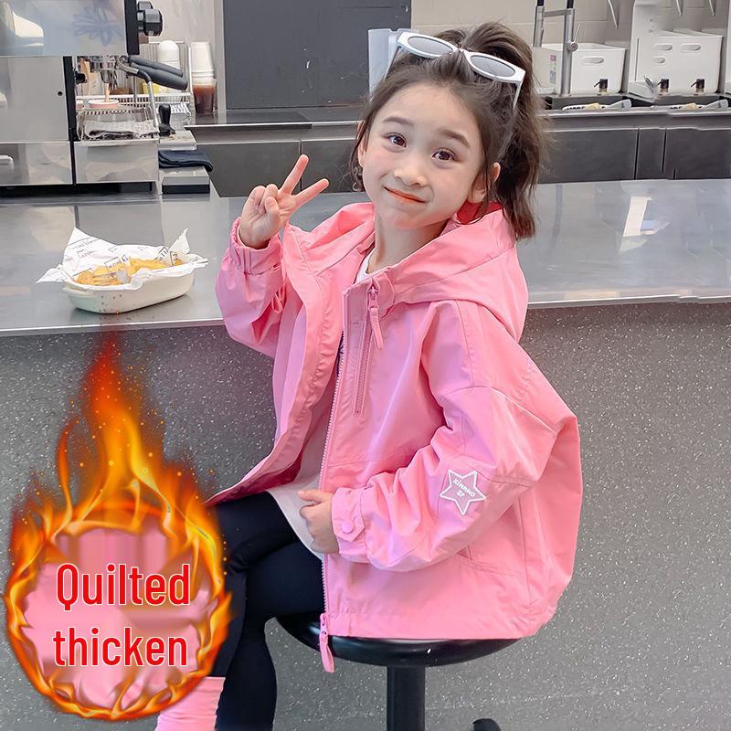 

Демисезонная куртка-ветровка для девочек в корейском стиле, 2025: Модное детское пальто Size 130 for approx. height 120cm
