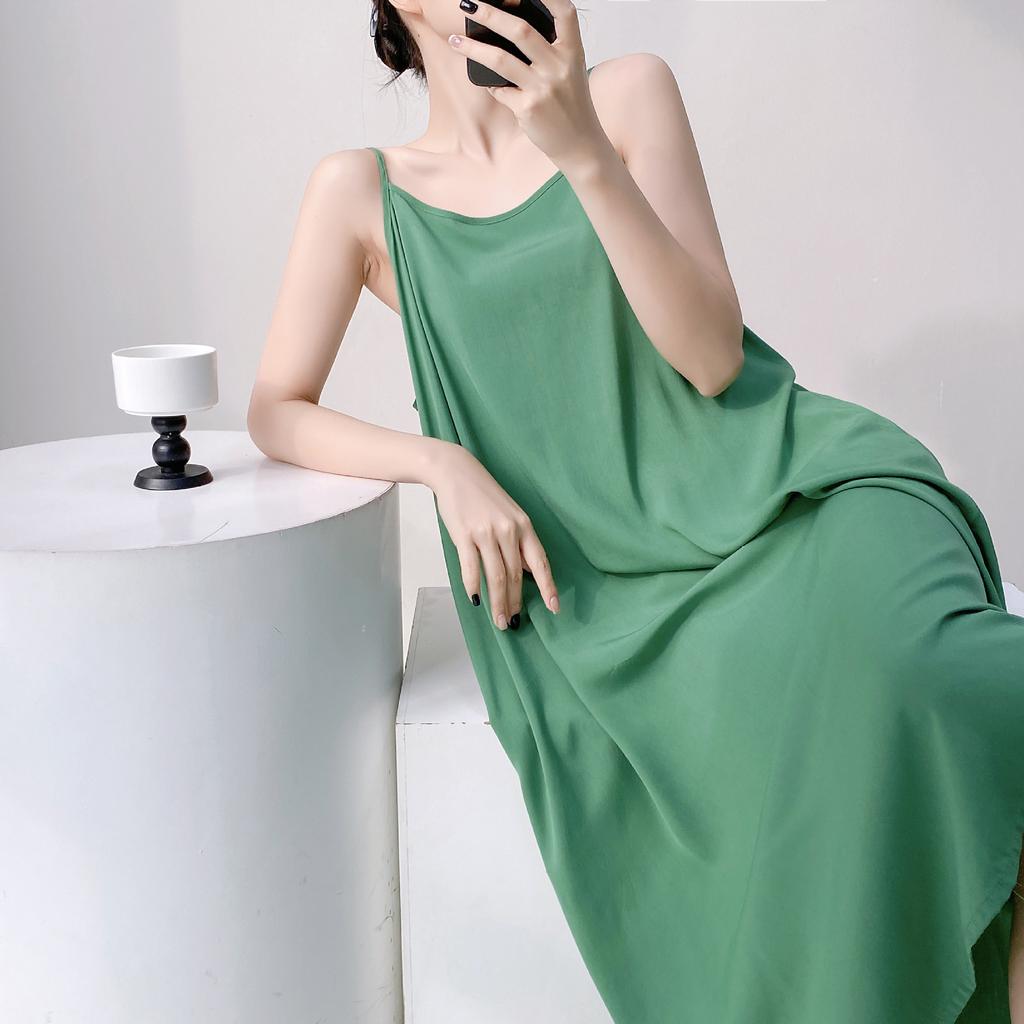 Suspender small fresh cotton and silk nightdress women's summer thin sleeveless lazy style loungewear high-end sense holiday dress