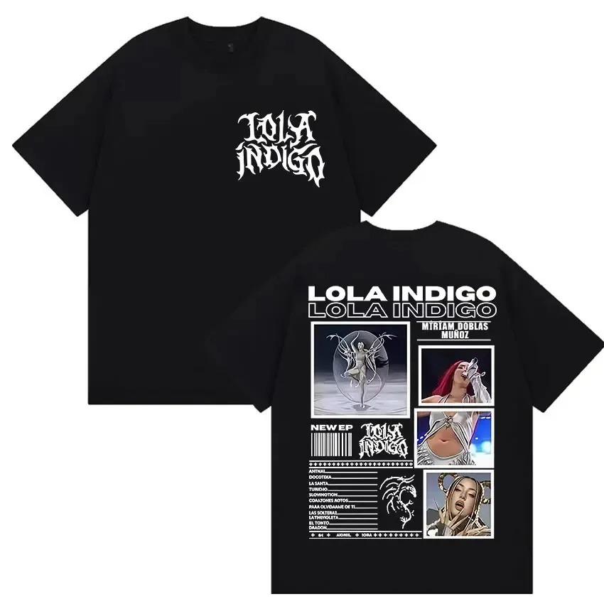 

Lola Índigo EP & Tour Collage Double-Sided Oversized T-Shirt, Unisex Spanish Pop Fan Streetwear Tee, 100% Cotton Casual Short Sleeve Top XXL бежевий