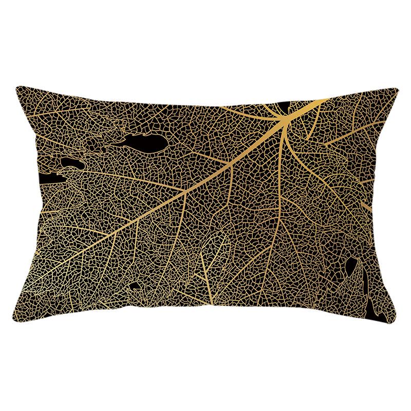 Black Gold Plant Series Waist Pillowcase Peach Skin Printed Sofa Pillowcase Home Fabric Supplies Pillowcase