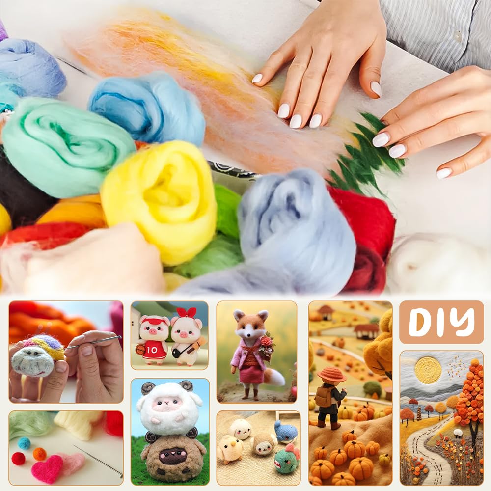 LKCCTK Lână Feltru 25 Ace Lână Ac Lână Lucrat Manual Lână, Culori, Feltru, Fibră, Colorat, Pufos, Drăguț, Lână, Feltru,