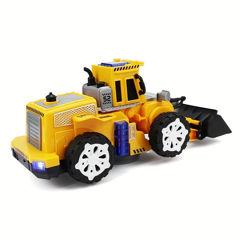 New Style Cool Yellow Transformable Construction Vehicle, Plastic Material with Obstacle Avoidance, Music and Lighting Effects, Gift, Holiday Present
