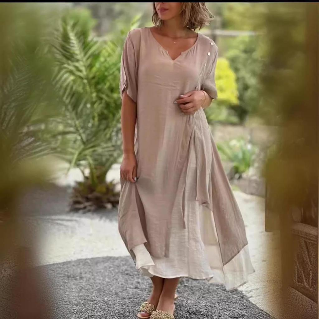 Women's Casual Dress Set - Floral Print, Sleeveless, A-Line, Summer Dress In Beige, Black/Gray, Blue
