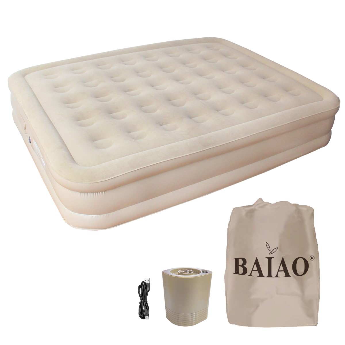 

Baiao Inflatable Air Bed Double Pump 16 Inch Twin Electric Sofa Bed Durable Air Bed 660lb Max Foldable Camping Air Gray Built-in Bed, [Item]