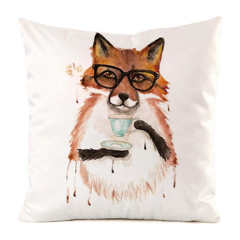 Norwegian Feng Shui Cartoon Fox Digital Printing Short Plush Pillow Covers For Car Sofa Office Cushion Cover Home Goods