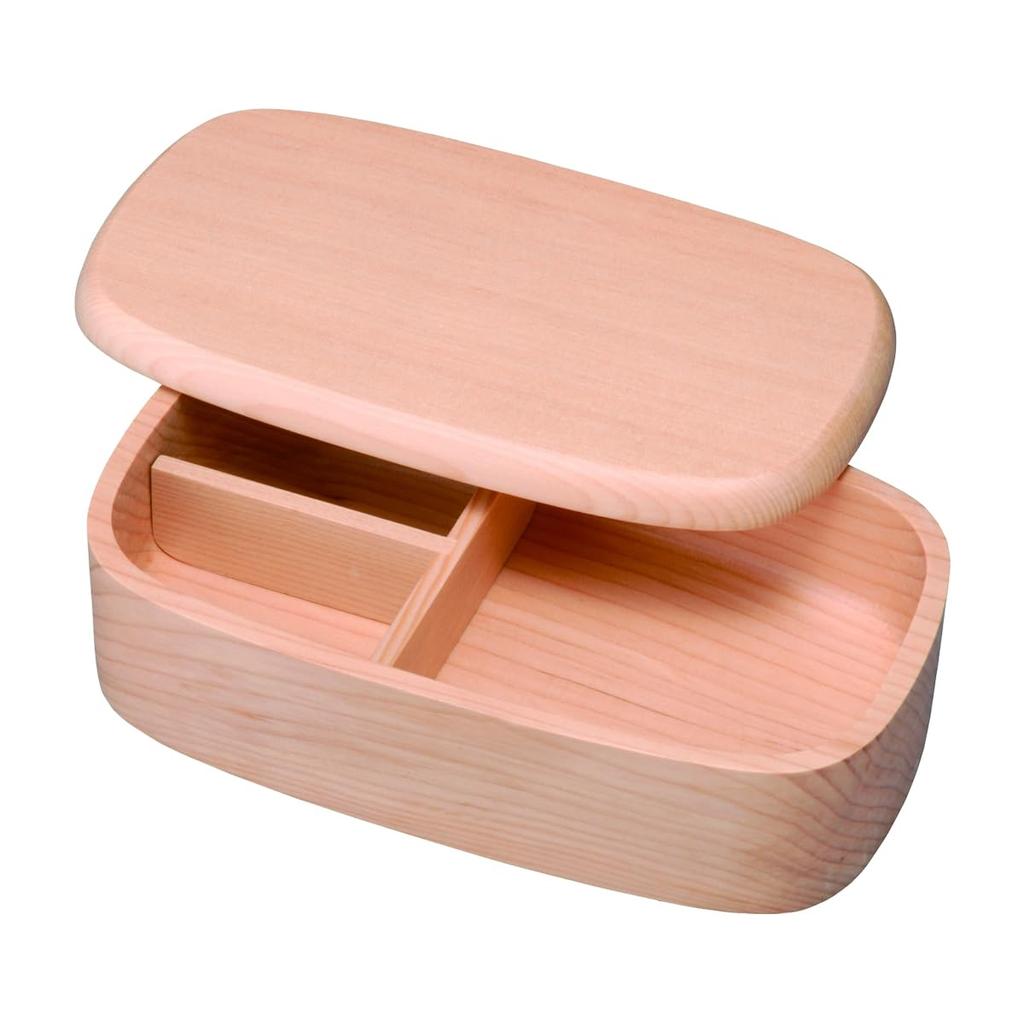 Wooden Bento Hollowed X X 500ml J-kitchens Box, Out, Single-Stage, Natural, 19.3cm 11.1cm 5.5cm,