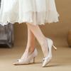 Matching high heels satin temperament thick heel light color women's shoes new single shoes spring and summer